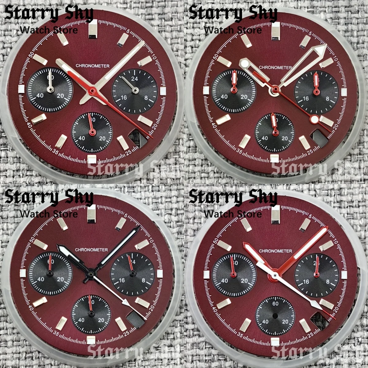 Starry Sky 30mm High Quality Red Panda Watch Dial Green Luminous Watch Hands Suitable For VK63 Quartz Movement Watch Accessories