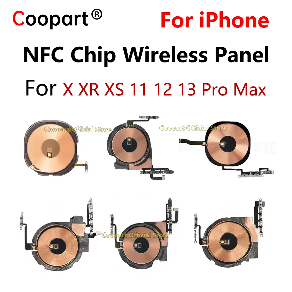 Coopart Charger Panel Sticker For iPhone 11 Pro Max 12 13 14 X XS XR Wireless Charging Chip Coil NFC With Volume Flex