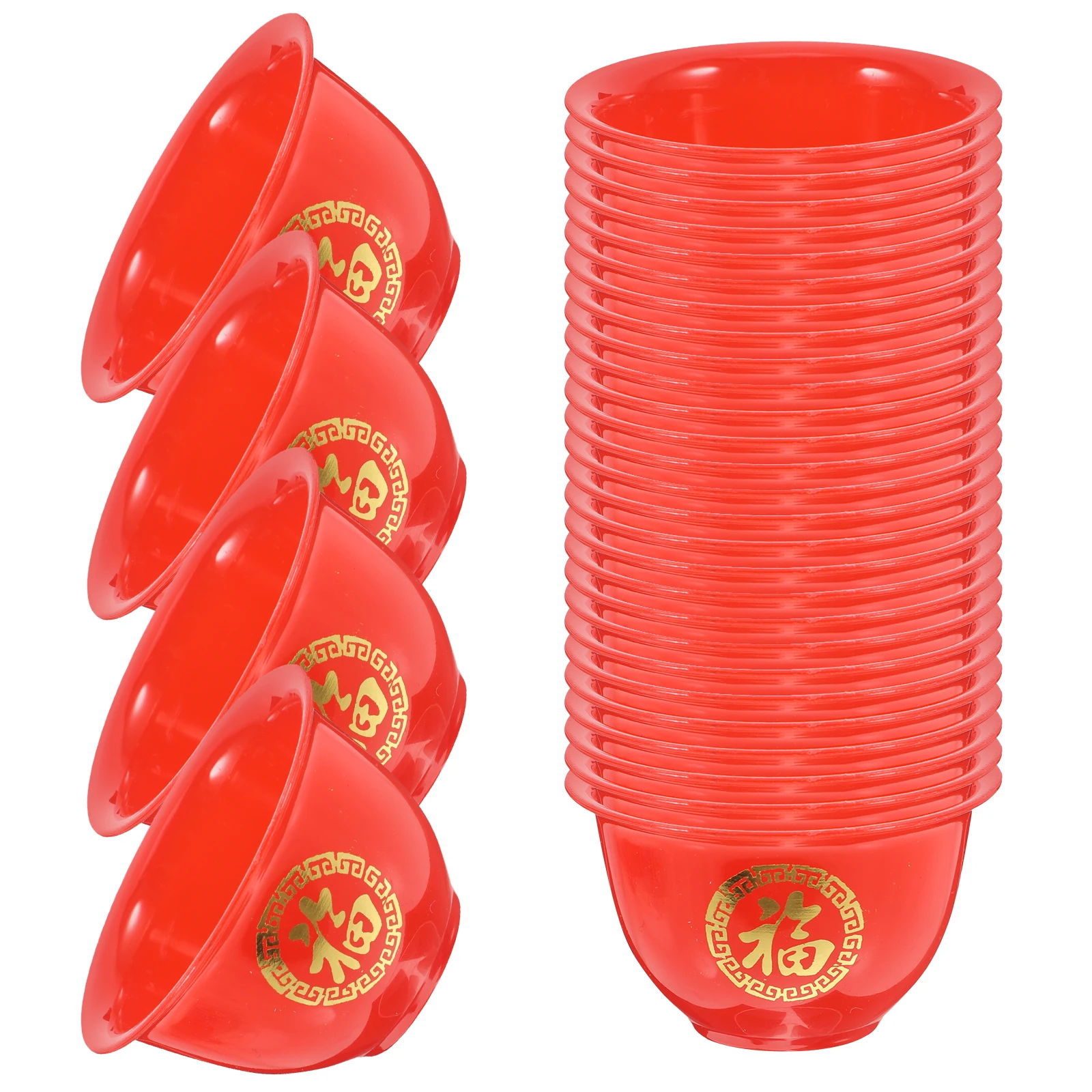 

50pcs Retro Red Cup Small Chinese Liquor Bride Wedding Festive Cups Party Chinese Liquor Cup Decorations Banquet Glasses