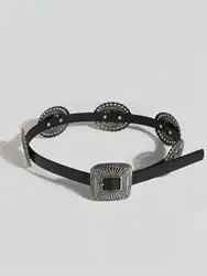 1pc Women's Punk Style Metal Carved Accessory Cowboy Cowgirl Heavy Duty Belt Boho