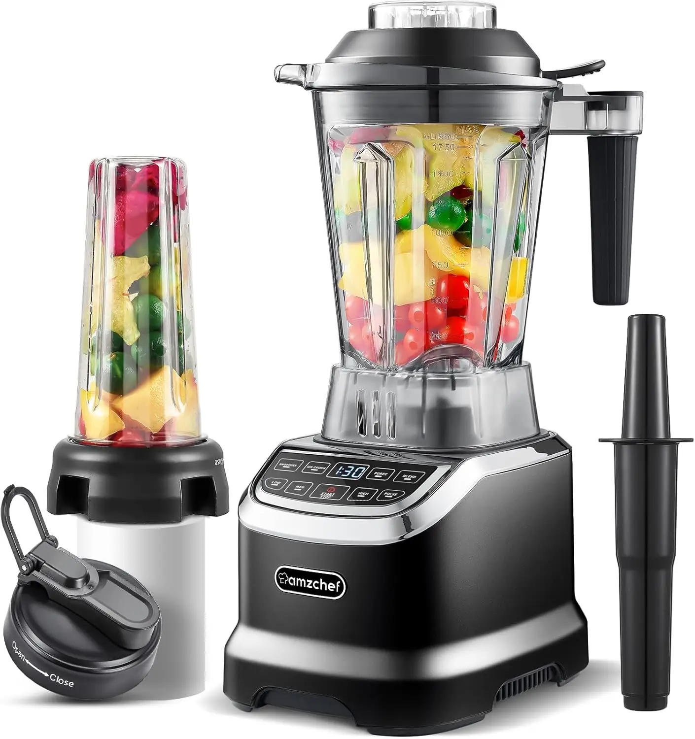 

Amzchef Professional Blender for Kitchen, 1800 Peak Watts, 4 Functions for Smoothies, Frozen Drinks, Ice Cream & Hearty Soups wi