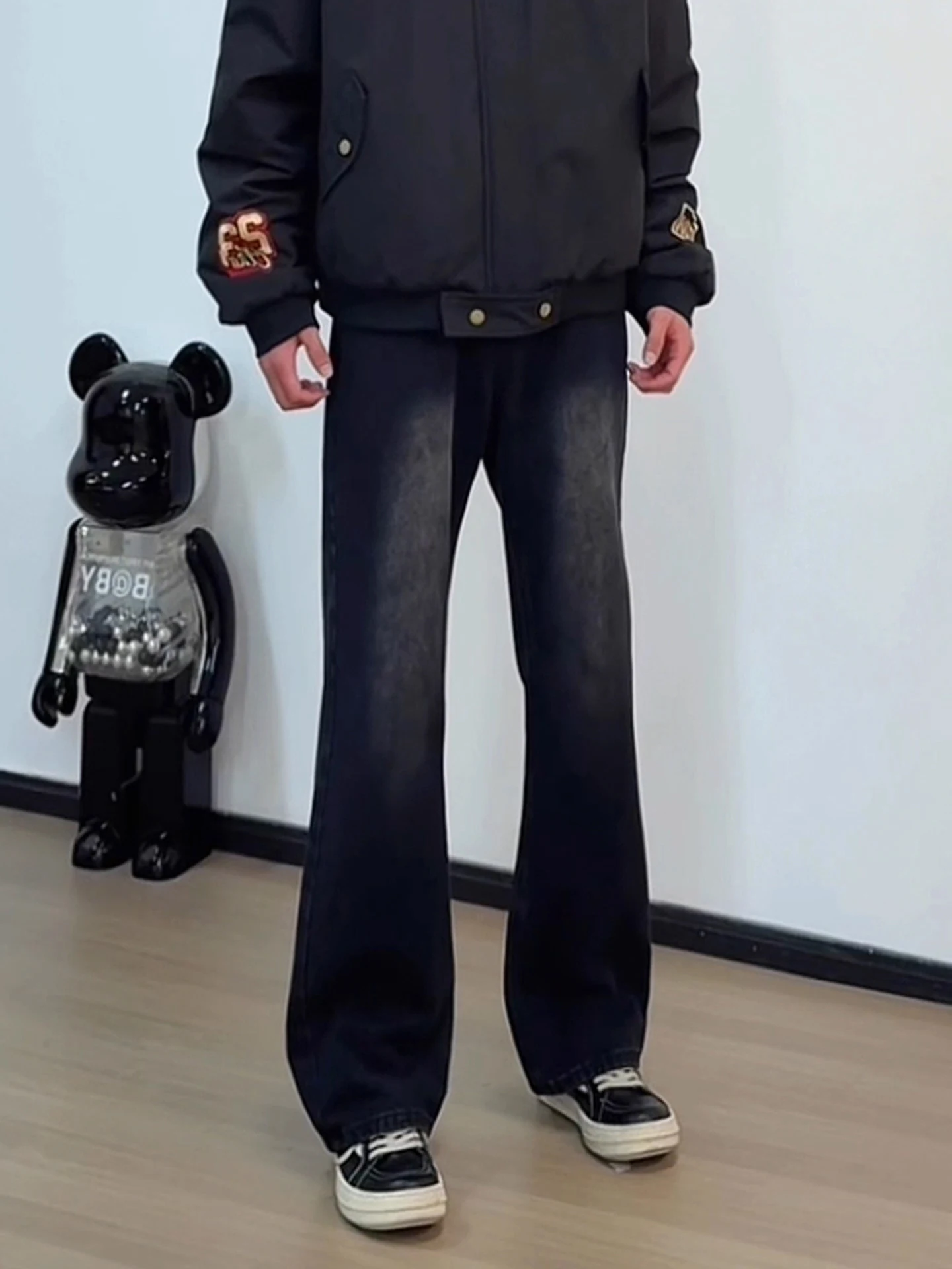 

Мужские джинсы Waed Blaey: расклешенные, прямого кроя, в американском ретро-стиле, с эффектом похудения, длинные брюки с высокой талией, на молнии, повседневные