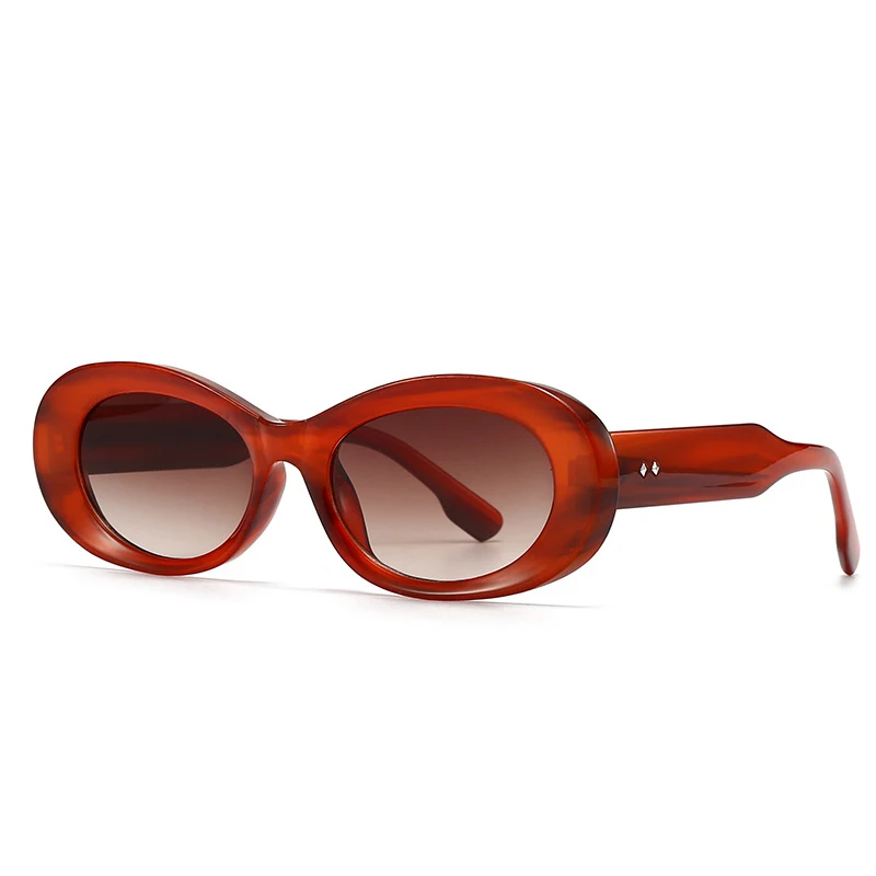 Vintage Luxury Designer Oval Sunglasses Women Fashion Brand Sexy Black Women\'s Sunglasses Small Thick Frame Shades Trends Summer