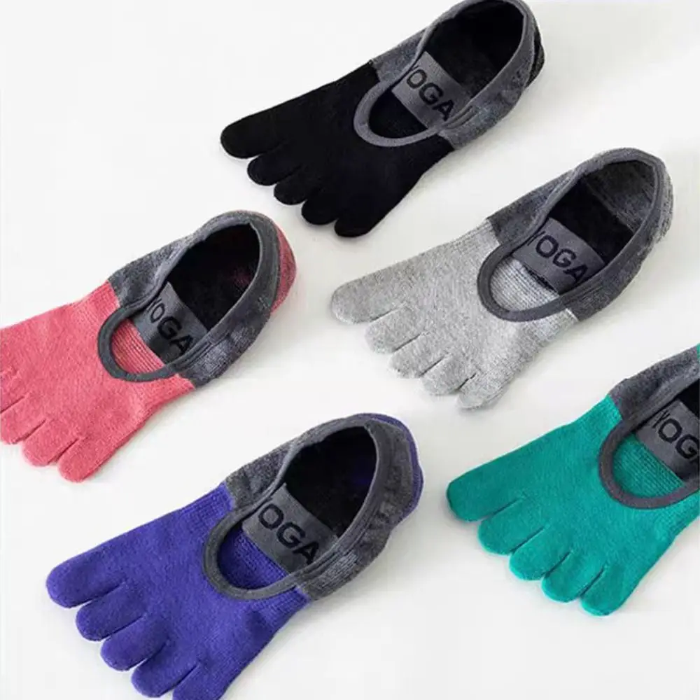 

Backless Low-ankle Ladies Yoga Socks Boat Sock with Elastic Band Five Finger Socks Non-Slip Cotton Pilates Socks Women