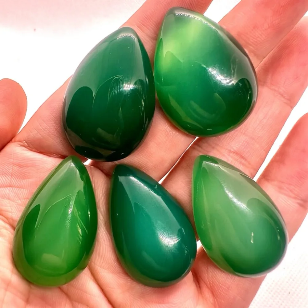 

Green Agate Stone water drop pendant for Diy Jewelry women accessories necklace with Stones Big female 5pc amulet charms