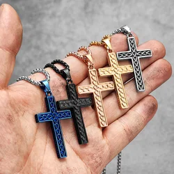 Muticolor Religon Cross Stainless Steel Men Women Necklaces Pendants Chain Amulet Punk Trendy Jewelry Creativity Gift Wholesale