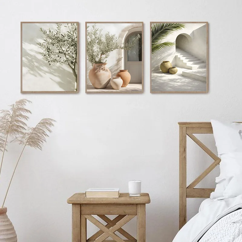 Mediterranean Wabi-Sabi Poster Natural Landscape Wall Art Canvas Print Wall Decorative Painting Home Decor for Bedroom Hallwa