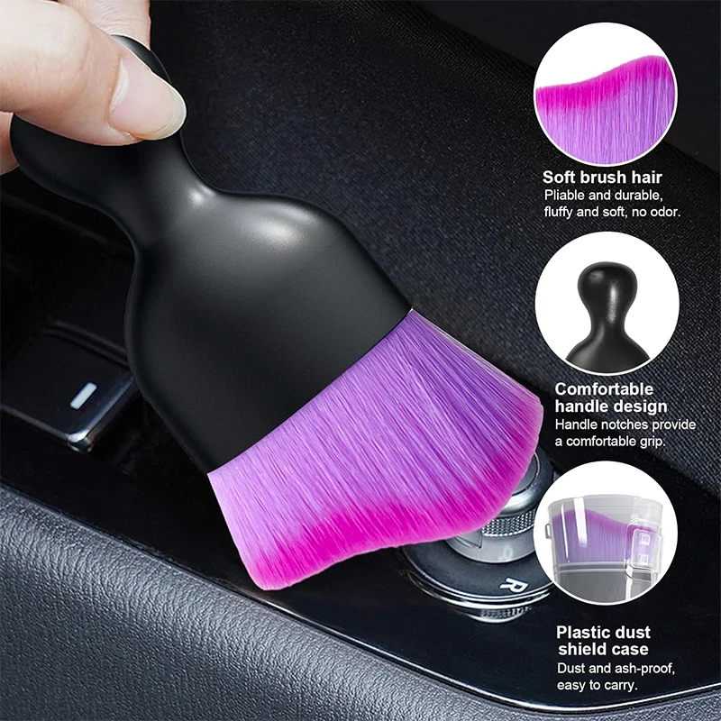 Car Vent Cleaning Soft Brush With Casing Car Interior Cleaning Tool Artificial Car Brush Car Crevice Dusting Car Detailing