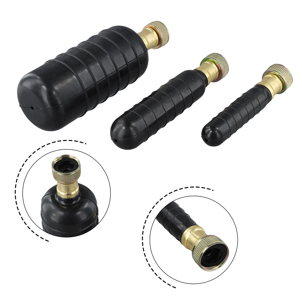 3 Piece Drain Bladder Set for Pipe Cleaning 1 6 Inches Includes Heavy Duty Rubber Hose and Shut Off Valve for Water Control
