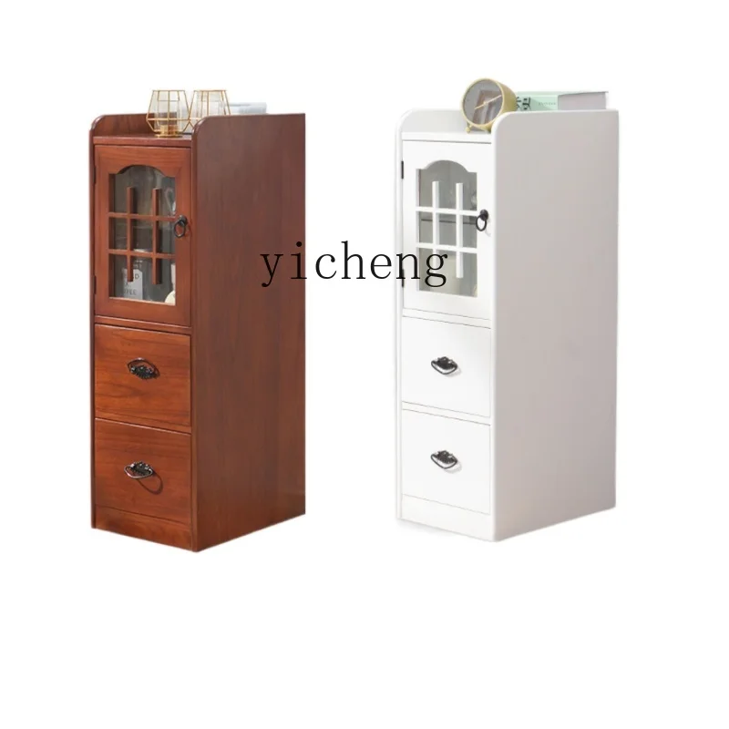 ZC Solid Wood Sandwich Cabinet Storage Cabinet Living Room Drawer Narrow Cabinet Kitchen Gap Storage Cabinet