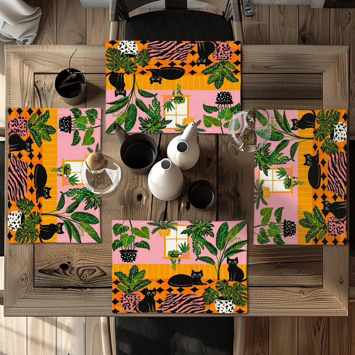 Paris Street View Print Polyester Placemats - Set of 4, Stylish Table Mats for Dining Table, Home Restaurant Table Decor