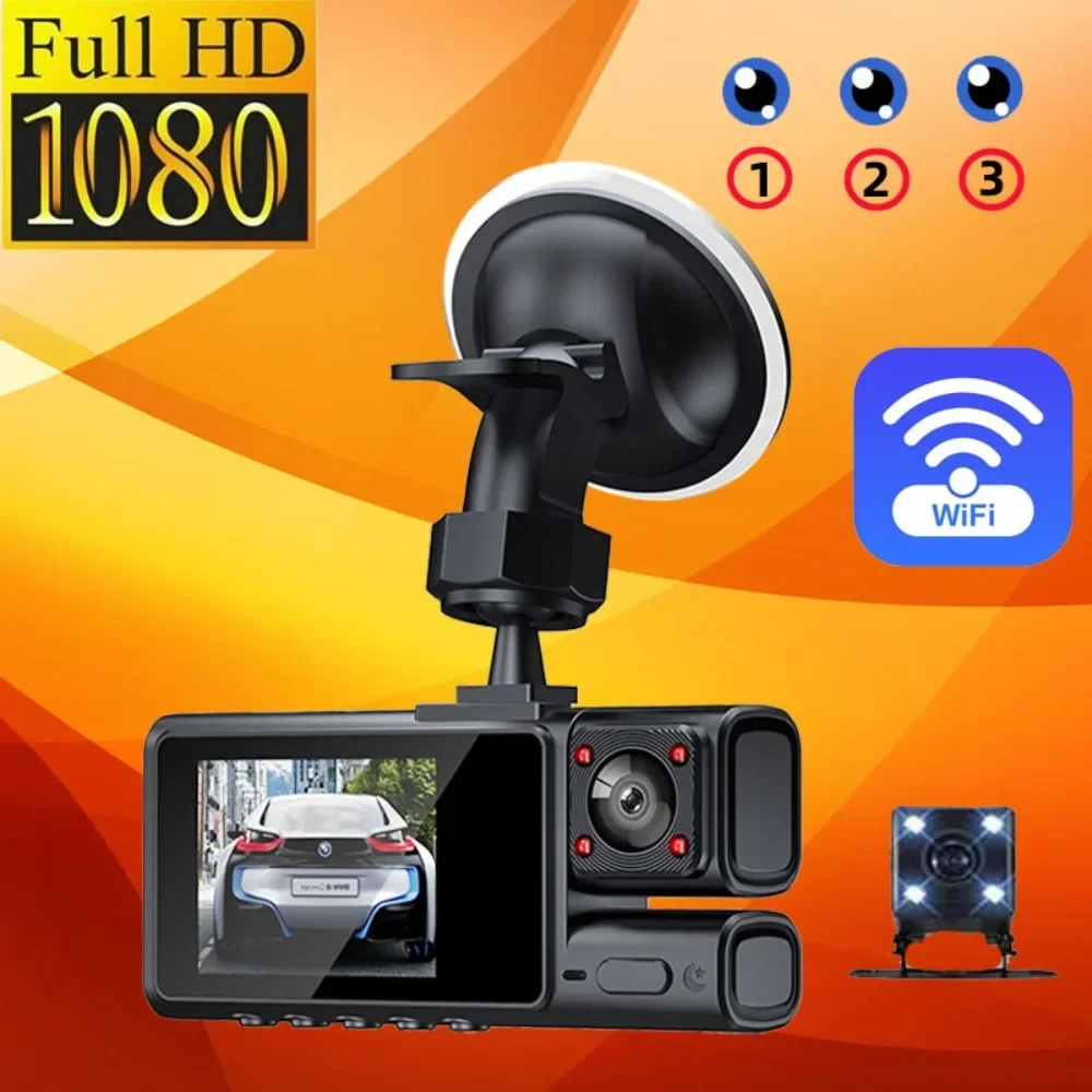 G66 1080P Infrared Night Vision WIFI Mobile Phone Playback 1080p Car DVR/Dash Camera 2 Inch 3 Lens Front Rear Inside3 Recording