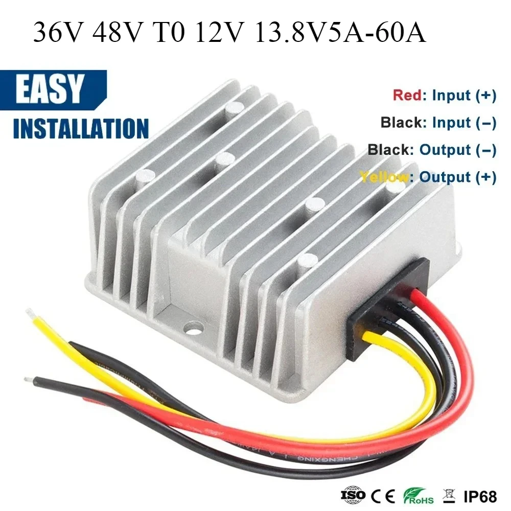 

36V 48V TO 12V 13.8V 5A-60A Golf Cart Voltage Reducer Step Down DC DC Buck Converter 48 Volt to 13.8 Volt Buck Power Module CE