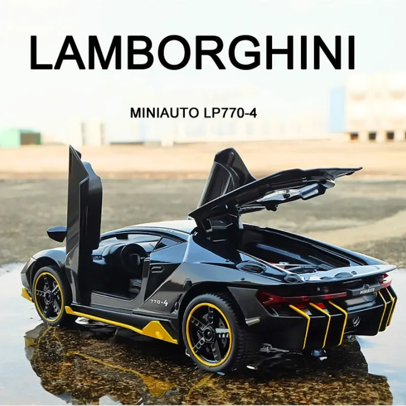 1:32 Lamborghinis LP770-4 Alloy Sports Car Model Diecasts Metal Pull Back Sound & Light Car Model Kids Toy Collection Gift A226