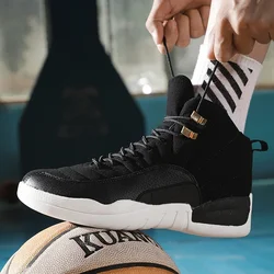 Basketball Shoes for Men New Fashion High Top Black White Outdoors Sports Ankle Boots Men Comfortable Size 39-47 Men Sneakers