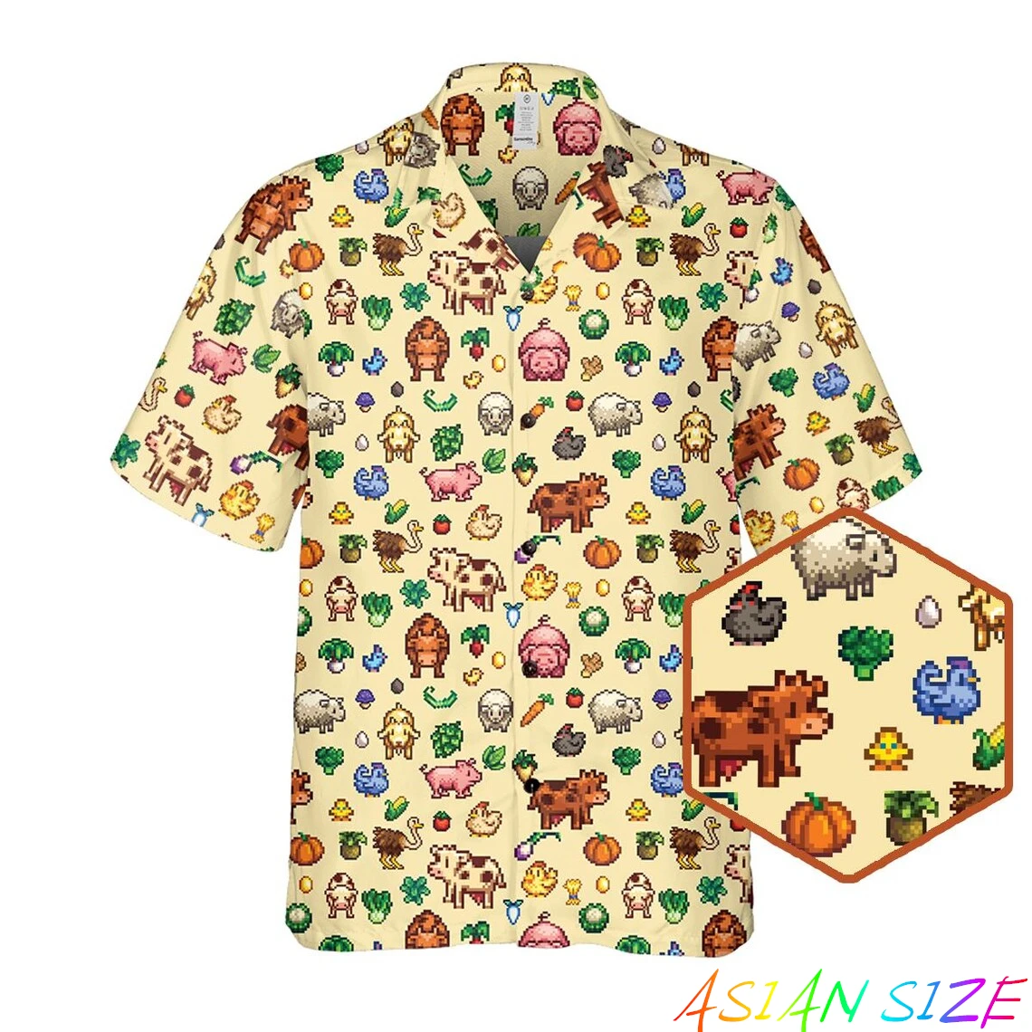 

Harajuku Pixel Style Animal Men's Shirts 3d Printing High-Quality Men's Clothing Short Sleeve Beach Party Breath Hawaiian Shirts