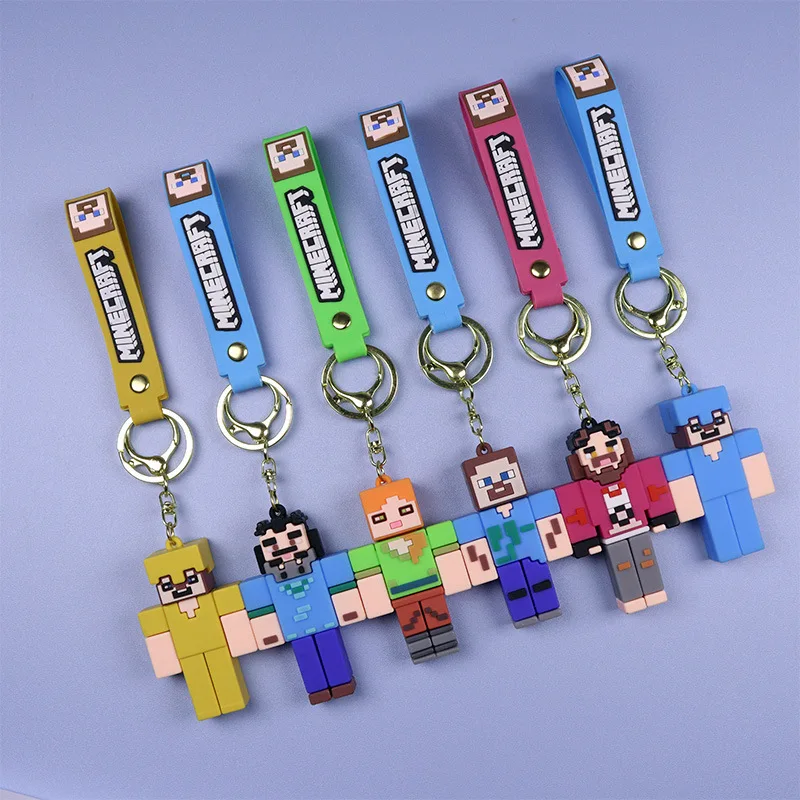 Minecraft Keychain Pendant Cute Silicone Car Bag Pendant Gift