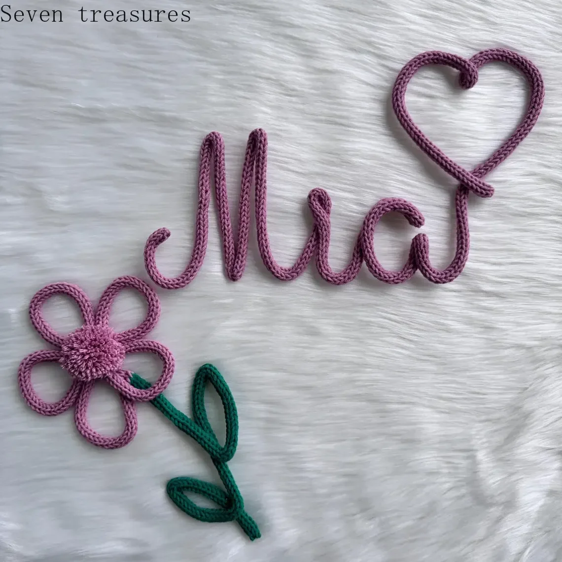

Personalized custom yarn name gift knitting handmade children's gift couple girl love children's room wall decoration