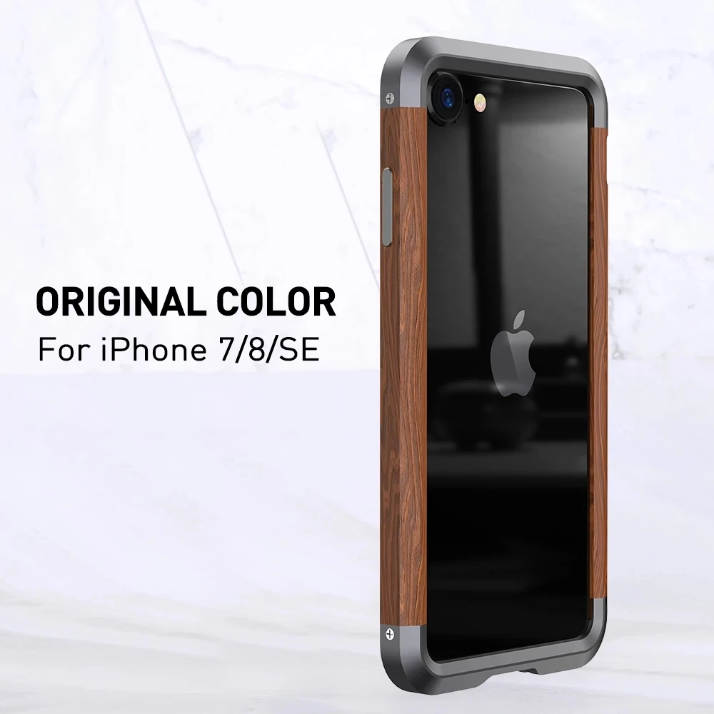 Aluminum Metal Wood Bumper Case For iPhone 14 13 12 11 Pro Max 15 PLUS XS Max XR X Case Cover Iron Man Armor Phone Shell Bag