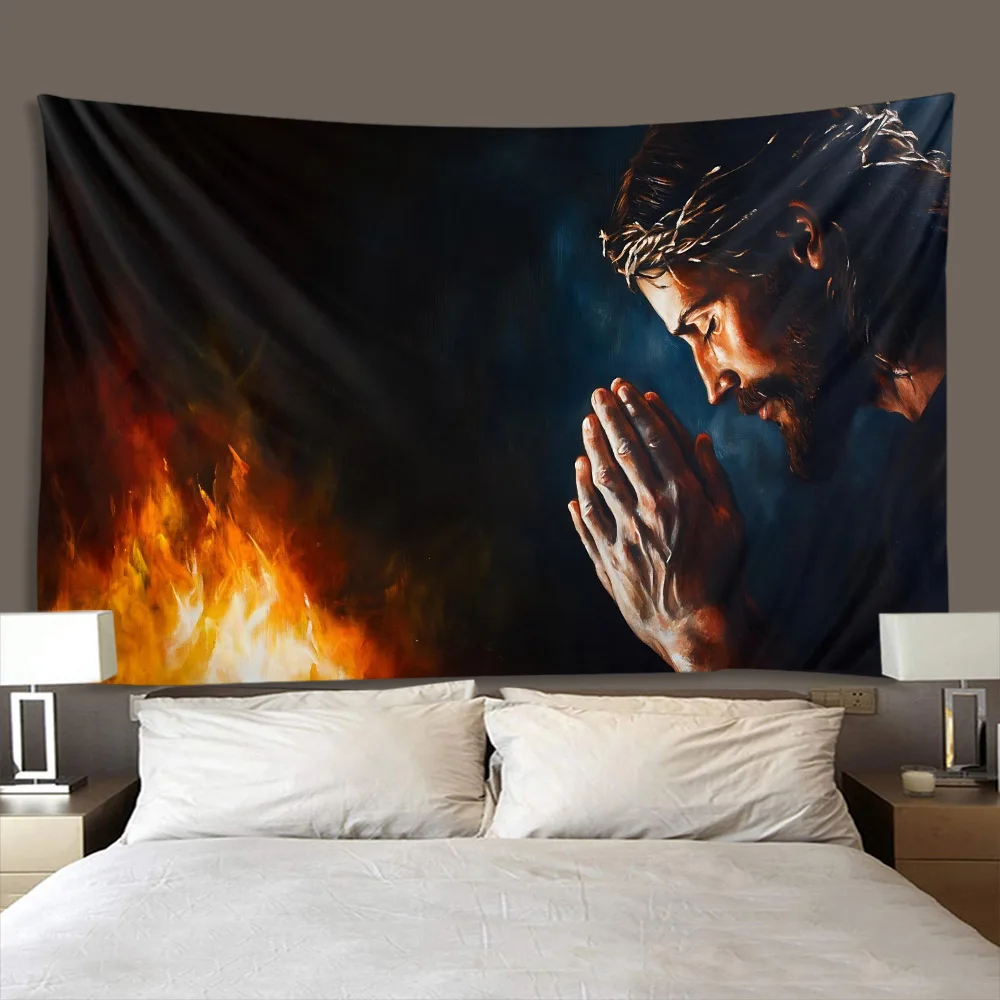 Vintage Art Print Large Tapestry Wall Hanging Bohemian Home Wall Decor Jesus Mural Background Wall Cloth Aesthetic Room Decor