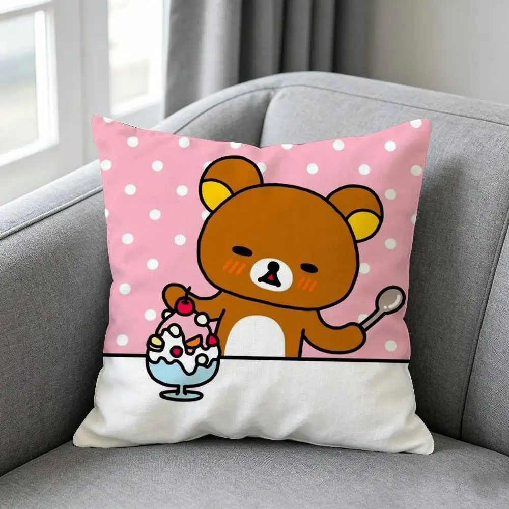 Funny Rilakkuma B-bear-r Pillow cover Simple solid color design Surprise For Multiple Bedroom Styles.