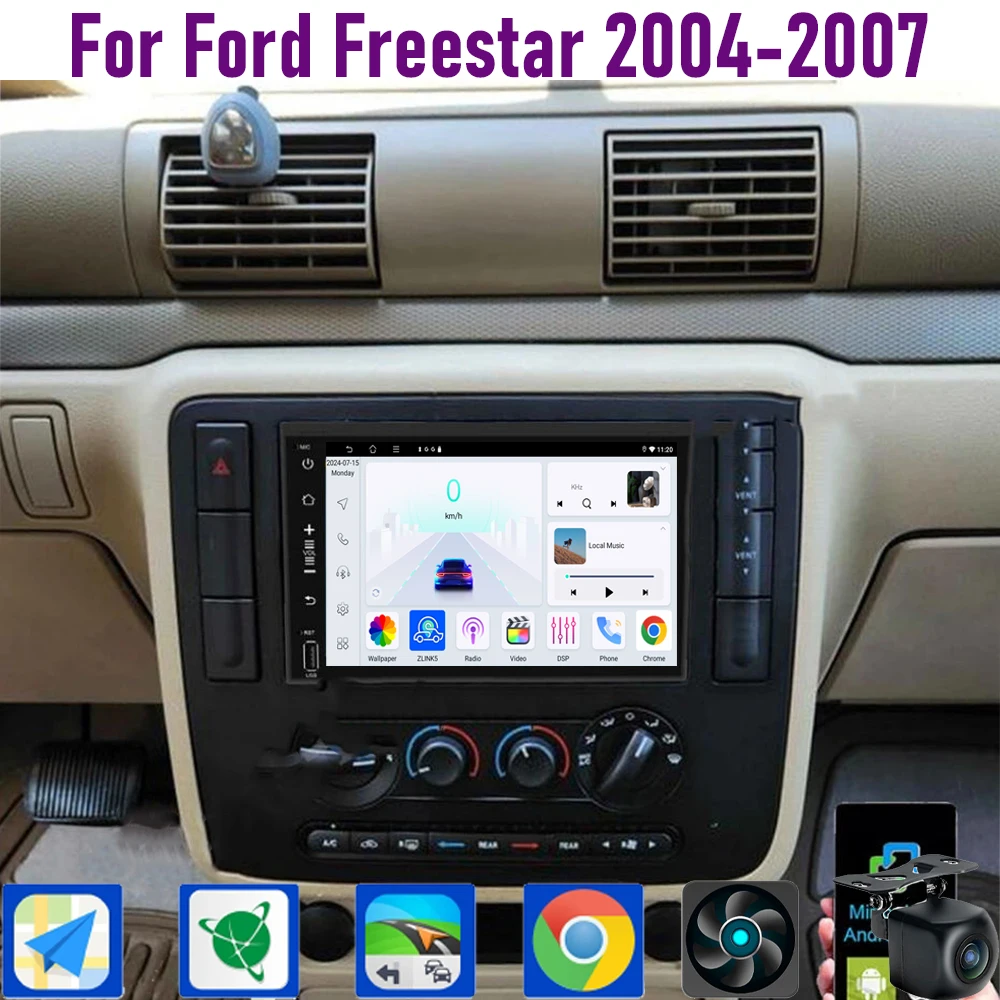 

GPS 7" For Ford Freestar 2004-2007 CarPlay Android 15 Car Radio WIFI Multimedia Player Head Unit Google Map Camera 4GB+64GB