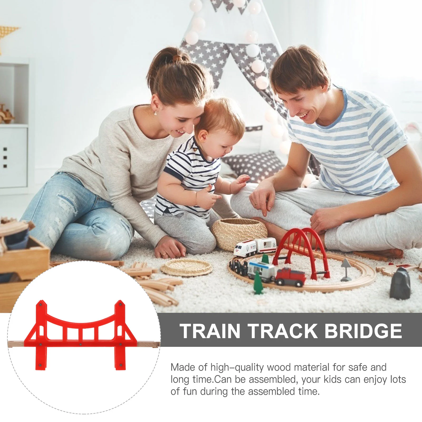 Track Toy Suspension Train Bridge Set Accessories for Kids Railway Expansion Wooden Expand Scene