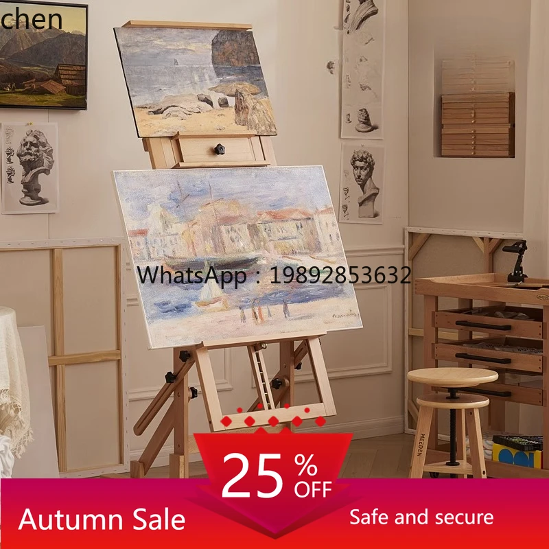 

oil painting stand, flat dual-purpose wooden floor-to-ceiling large painting shelf, special display stand for art students