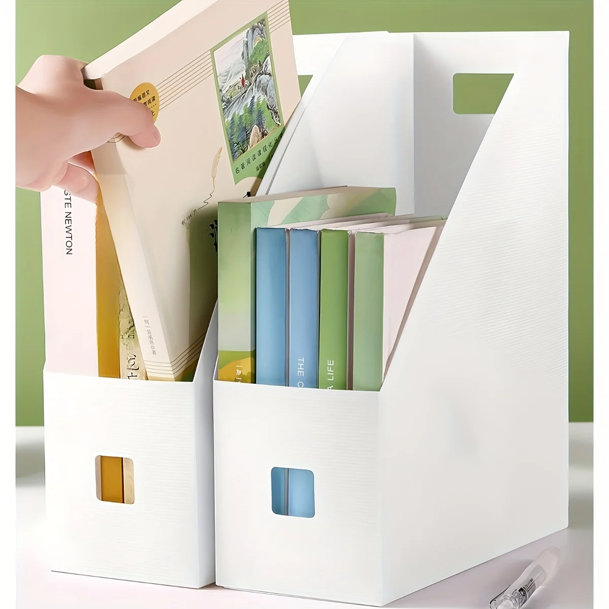 2PCS Multi-Function Magazine Holder File Organizers - White, Lightweight & Portable for Home Office Use, Document Organizer