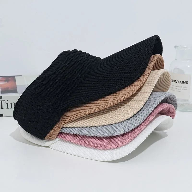 2pc Summer Breathable Sun Hat,Casual Elastic Knitted Cap,Women's Long Brim Sunshade Empty Top Hat for Outdoor Sports, Beach Hat