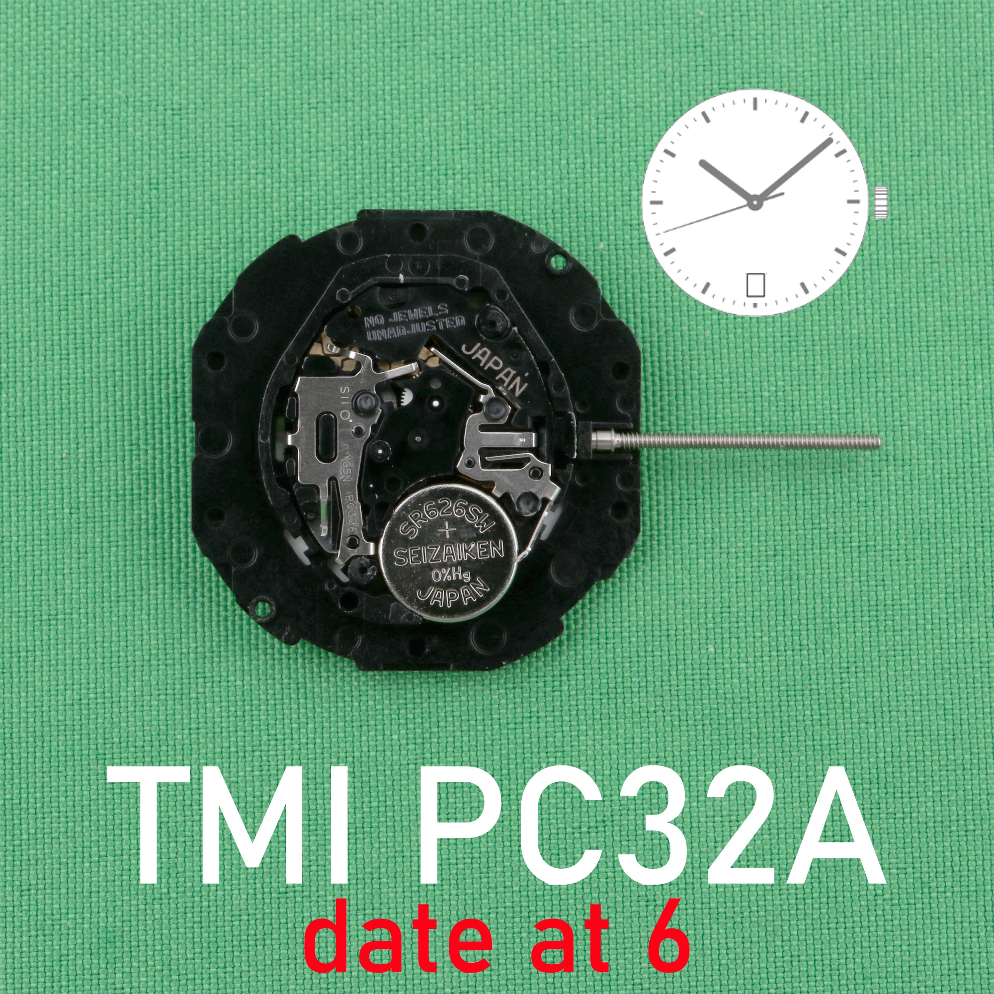 PC32A movement New Japan Seiko PC32 Quartz Movement Original SII/TMI PC32A Watch Movement Watch Accessories Date At 6