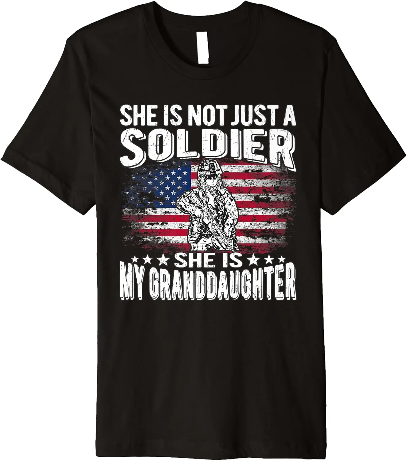 

My Granddaughter Is A Soldier Hero - Proud Army Grandparent Premium T-Shirt