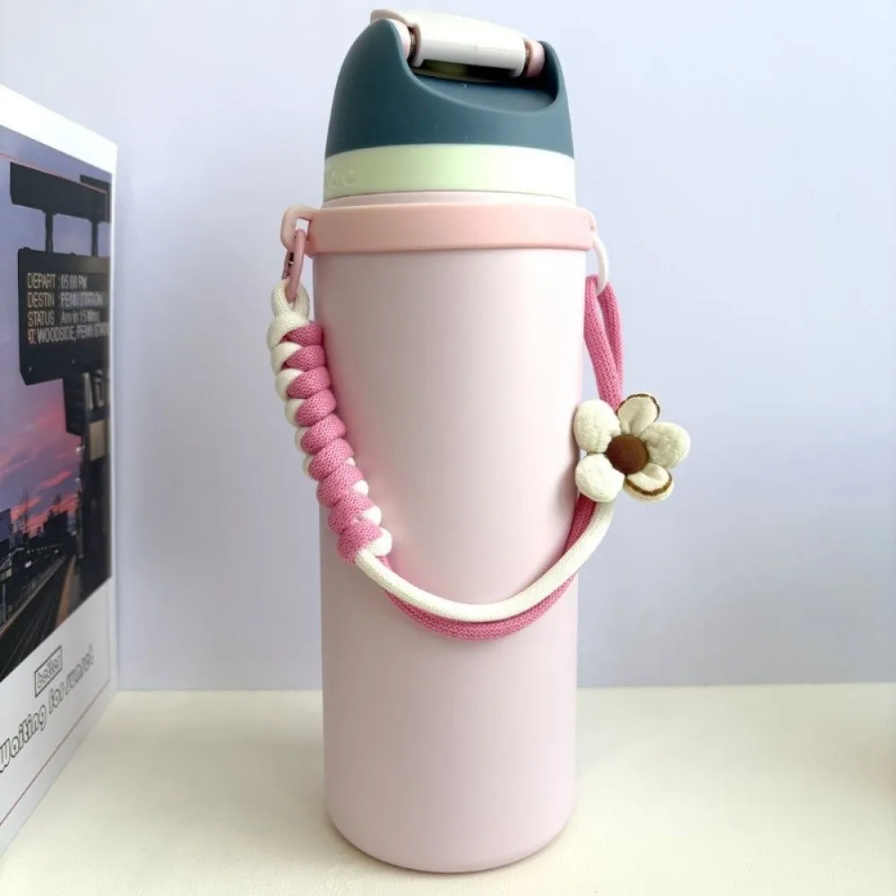 Flower Woven Water Bottle Handle Strap Fits Most 8-40oz Bottles High Elasticity Water Cup Sling Hand-Woven for HydroJug