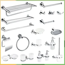 Polished Bathroom Accessories Tissue Paper Holder Robe Hook Soap Dish Holder Towel Rack 304 Stainless Steel Toilet Brush Holder