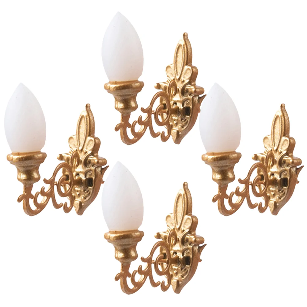 4 Pcs Dollhouse Wall Light Sand Table DIY Materials Miniature Lamp Furniture Lamps LED Luminous Abs Scene Accessories