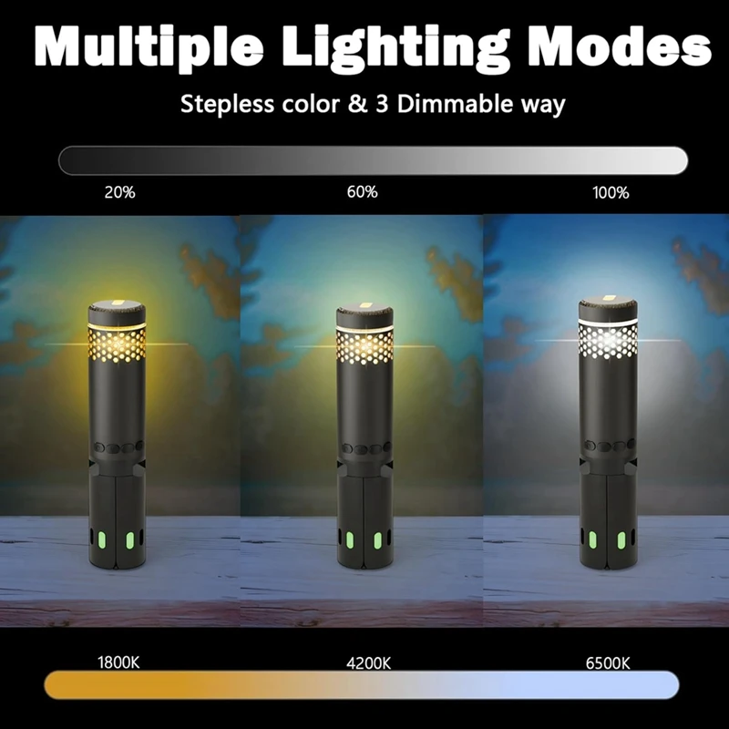 Outdoor Telescopic Camping Light 10000Mah Portable LED Work Light Magnet Tripod Base Tent Telescoping Camping Lantern