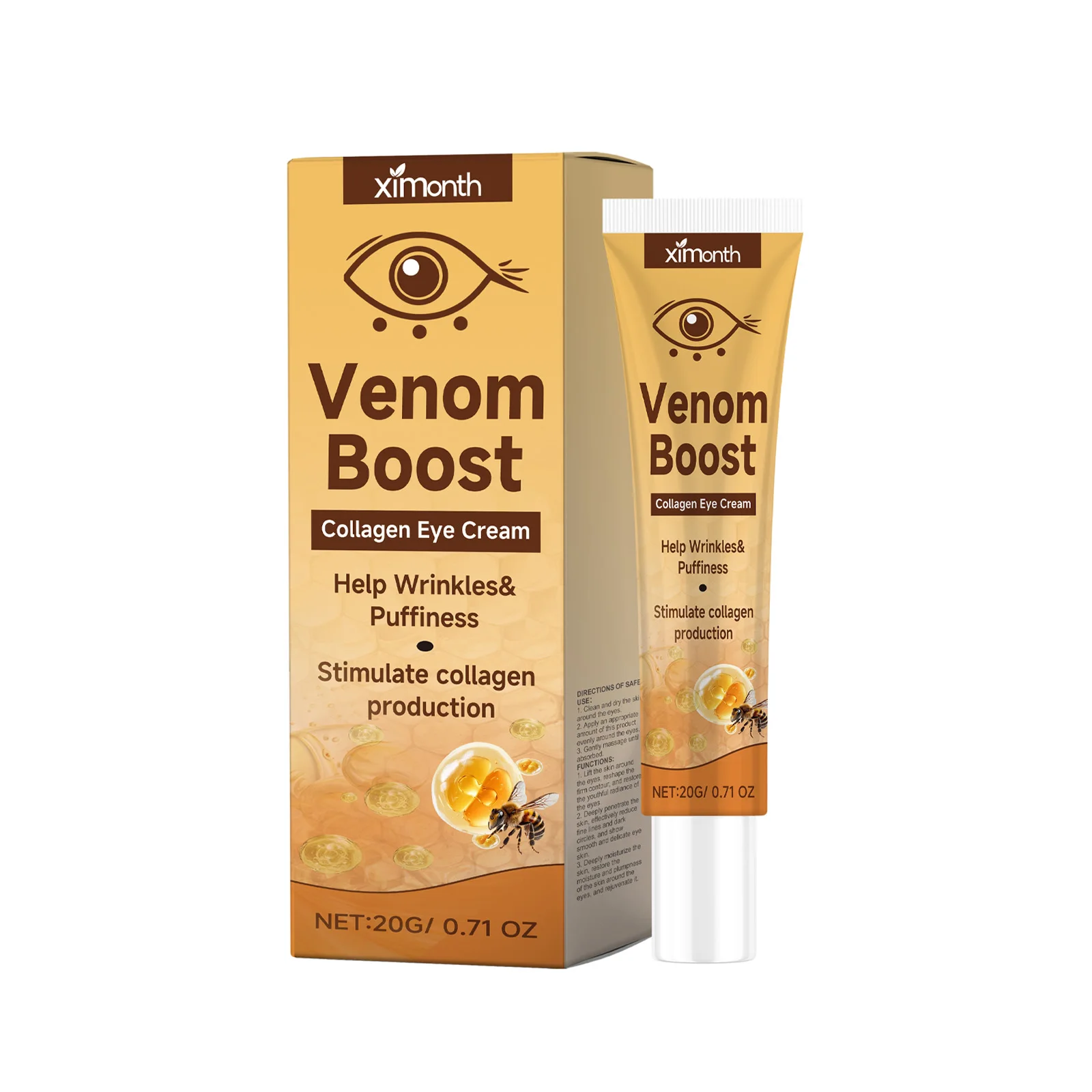 Bee Peptide Protein Firming Eye Cream Eliminate Edema Anti Dark Circle Hydration Alleviate Fine Lines Brighten Eye Massage Serum