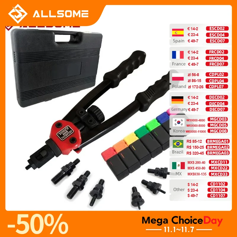 Allsome Rebitador Rebitadeira De Rosca M3 M4 M5 M6 M8 M10 M12