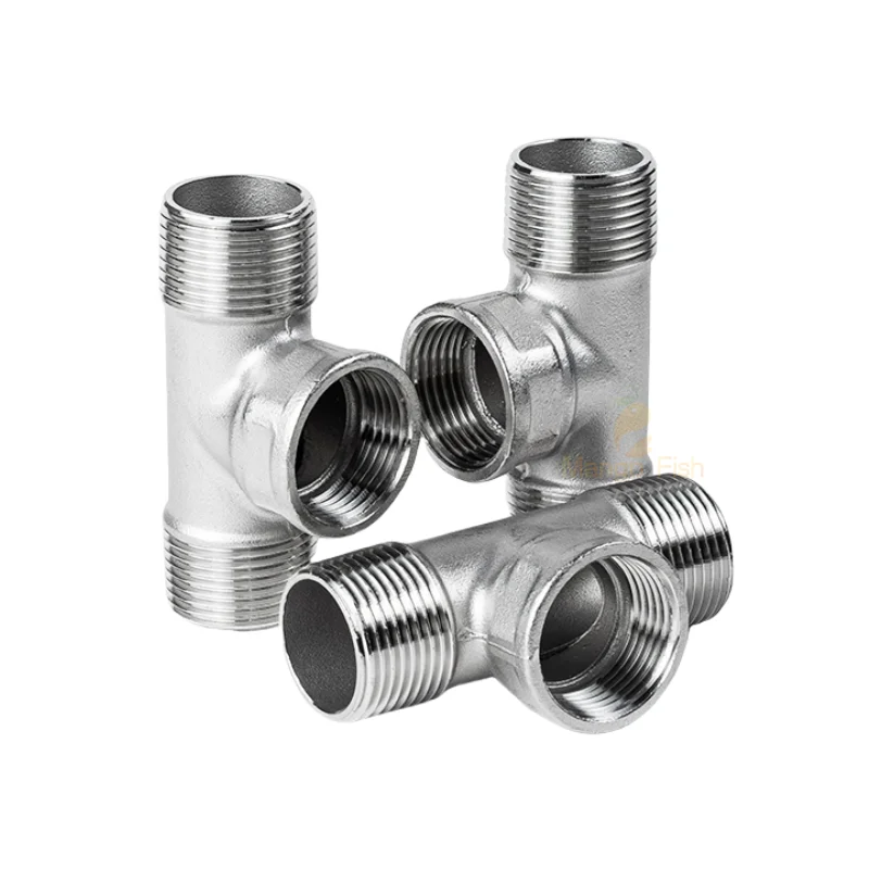 DN8/DN10/DN15/DN25 ชาย + หญิง + ชายเกลียว 3 Way Tee T ท่อ 1/4 "1/2" 3/4 "1" 1-1/2 "BSP เกลียว 304 สแตนเลส