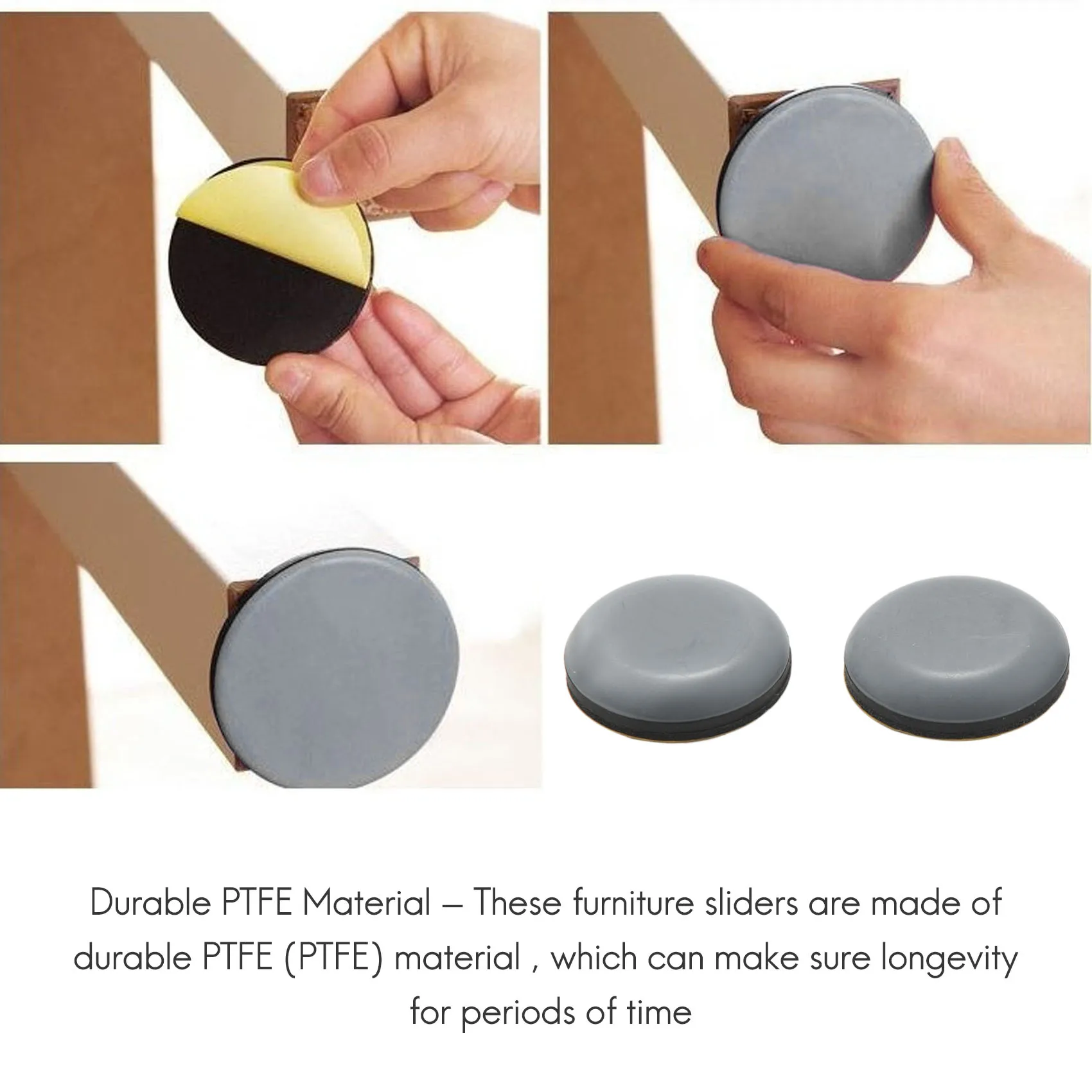 가구 글라이드 자체 접착 의자 다리 PTFE 슬라이더, 가구 이지 무버, 라운드 24 개, 25mm