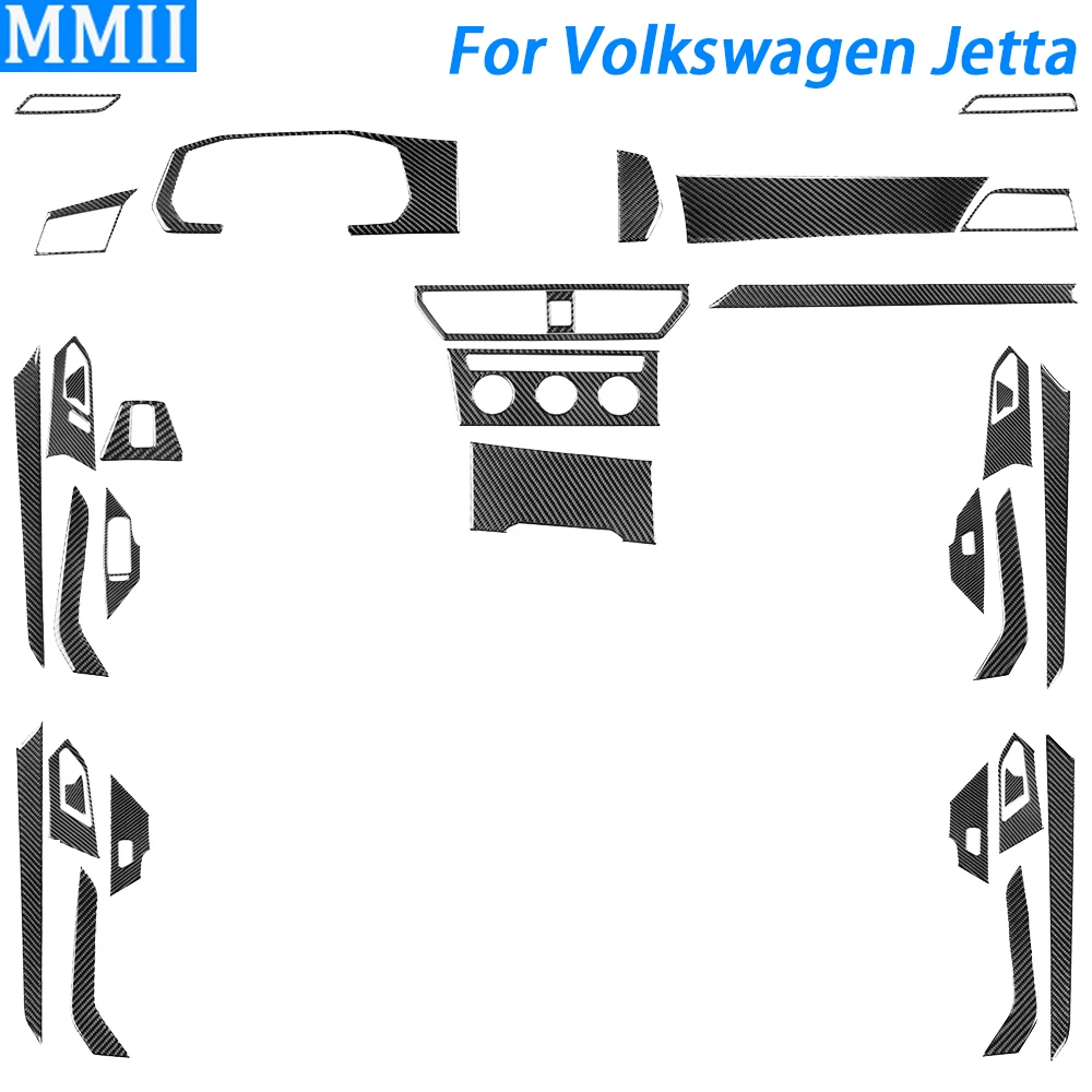 

For Volkswagen Jetta 2019-2023 Carbon Fiber Center Console Dashboard Air Vent Outlet Panel Set Car Interior Accessories Sticker