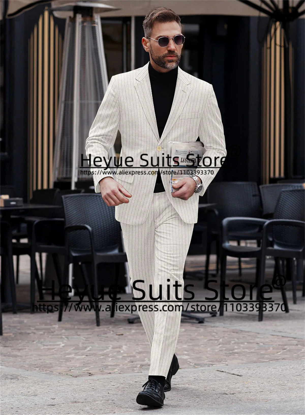 Hochwertige Streifen Geschäfts leute Anzüge Slim Fit gekerbt Revers Bräutigam formale Smoking 2 Stück Sets klassische männliche Blazer Ropa Hombre