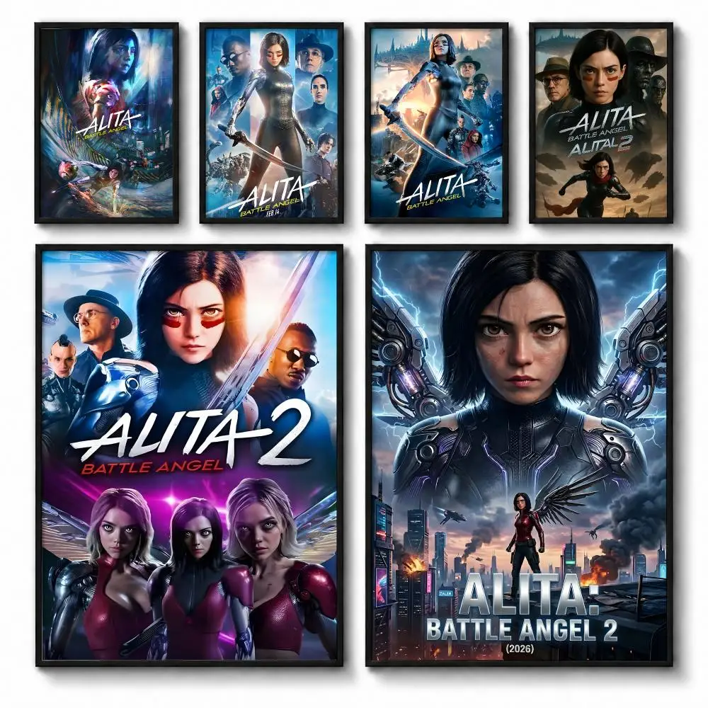 Alita Battle Angel Movie Poster Self-adhesive Art Waterproof Paper Sticker Coffee House Bar Room Wall Decor