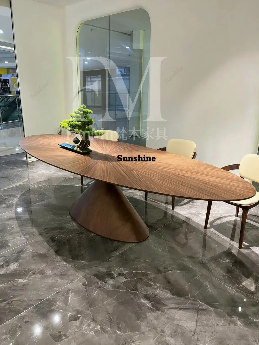 

Italian minimalist oval solid wood flying saucer dining table premium deskTJ