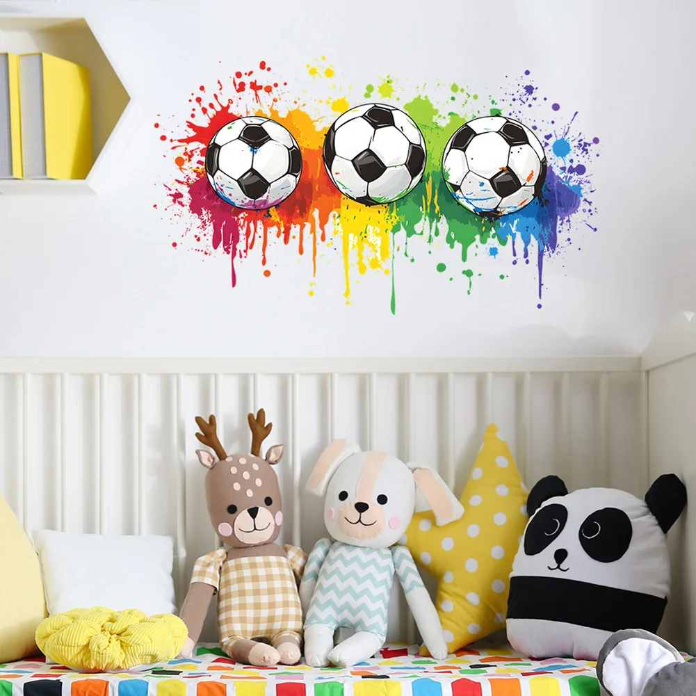 PVC Soccer Wall Art Decal for Living Room For Bedroom Room Play Space and Sports-Themed Restaurant or Lounge Interior Use