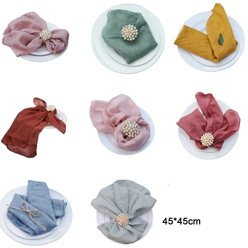 46*46cm Gauze Crepe Cloth Napkins Pack Pure Cotton Fabric 40x40cm Wedding Decor Everyday Use Dinner Tea Towel