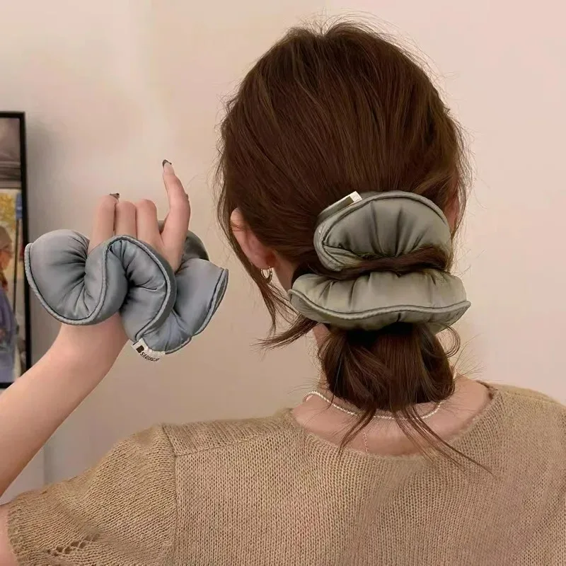 Pillow Hair Scrunchie 3D Padded Hair Tie Breathable Polyester No Crease Anti Frizz Elastic Hairband for Sleeping Hair Protection