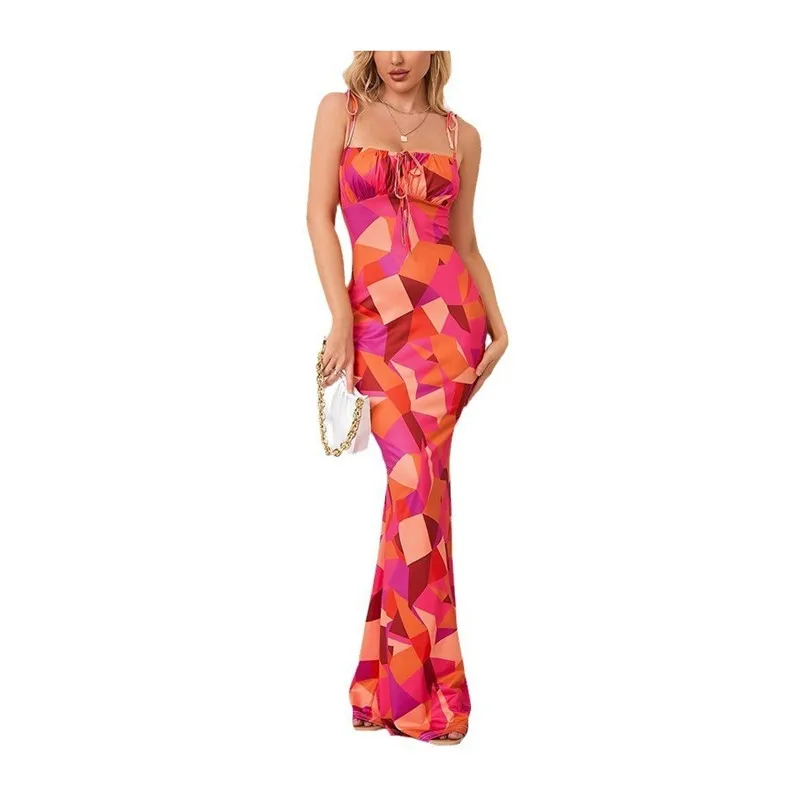 Vestido Ajustado de Cintura Alta sin Mangas, Sexy, Largo, Estilo Tubo, Informal de Verano, Material de Poliéster, Sin Marca R...