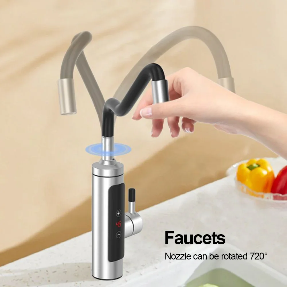 Electric Water Heater Kitchen Faucet Tankless Water Heater Tap LCD Digital Touch 360 Degree Rotation Thermostatic Faucets