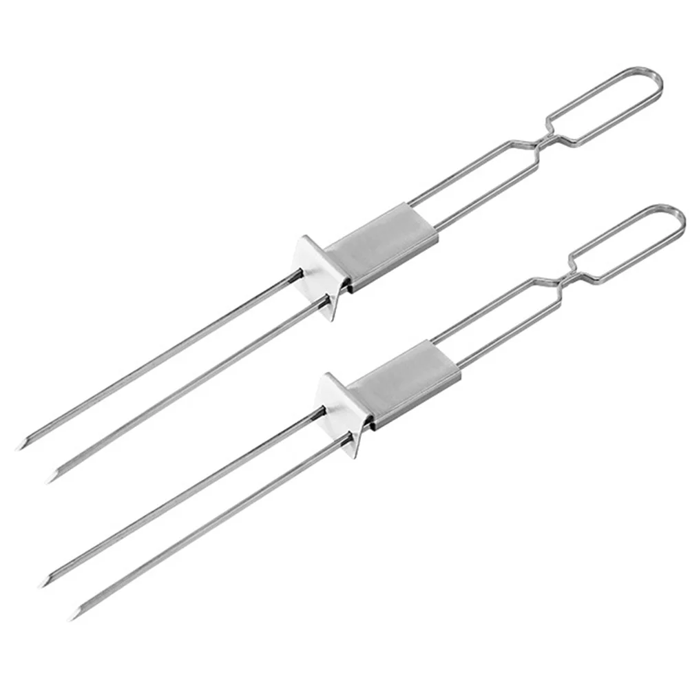 

2Pcs Rustproof Meat Forks Professional Grill Skewers Reusable Stainless Steel Barbecue Sticks for Outdoor Cooking